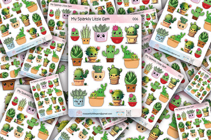 Kawaii Cactus Sticker Sheet