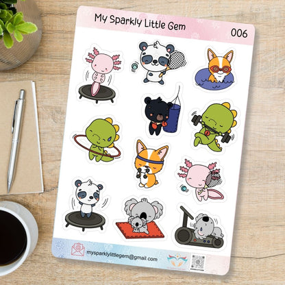 Cute Sporty Animals Sticker Sheet