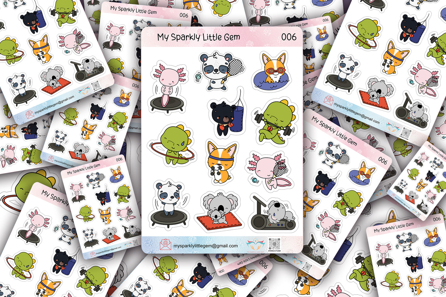 Cute Sporty Animals Sticker Sheet