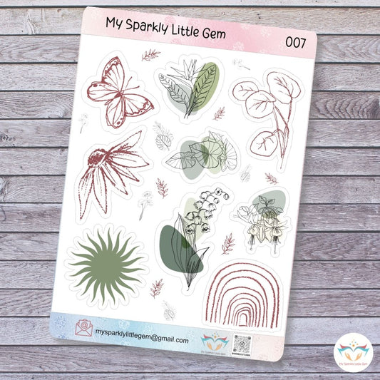 Maroon And Green Boho Sticker Sheet