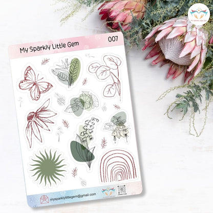 Maroon And Green Boho Sticker Sheet