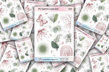 Maroon And Green Boho Sticker Sheet