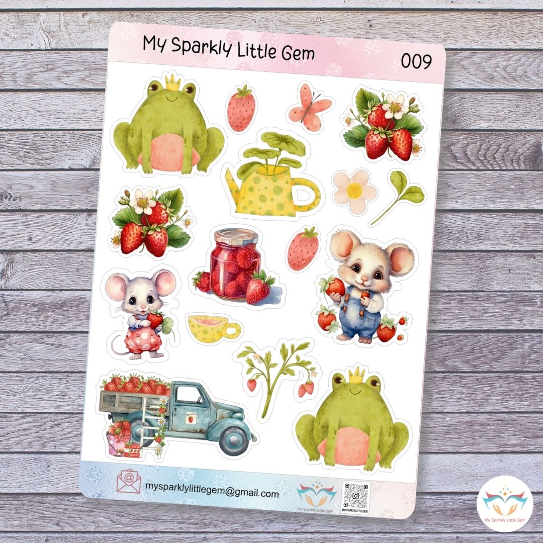 Strawberries and frogs  Sticker Sheet