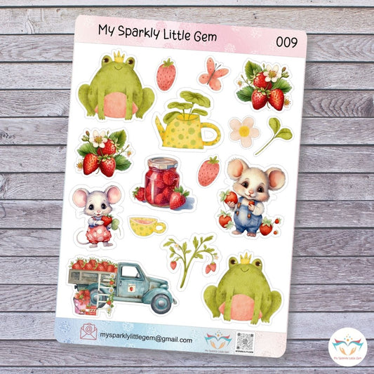 Strawberries and frogs  Sticker Sheet