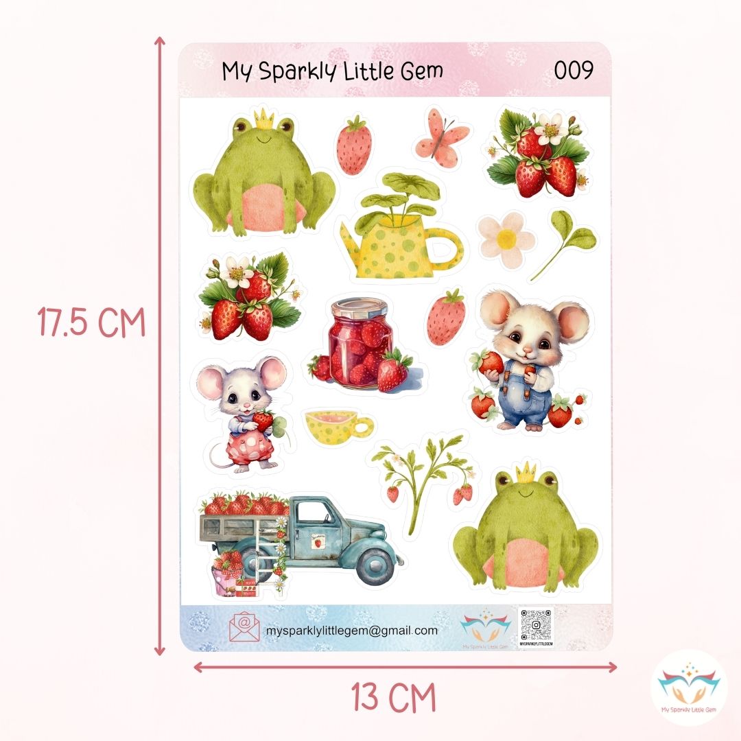 Strawberries and frogs  Sticker Sheet