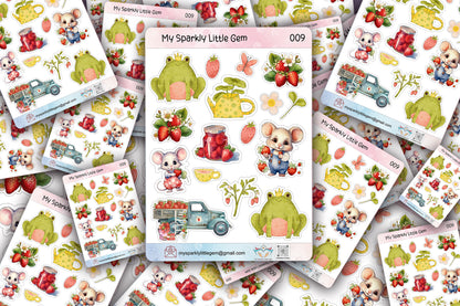 Strawberries and frogs  Sticker Sheet