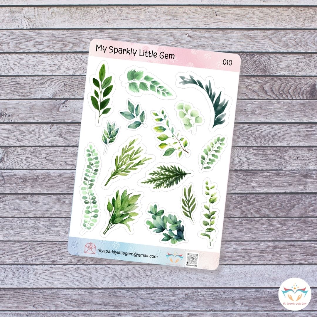 Green Leaves  Sticker Sheet