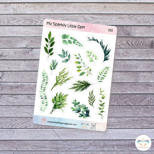 Green Leaves  Sticker Sheet