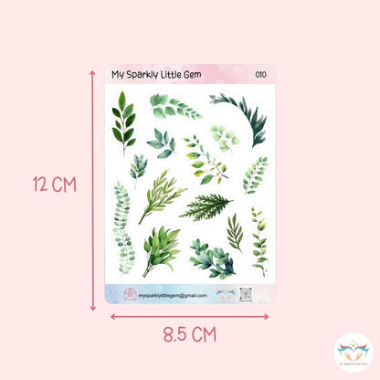 Green Leaves  Sticker Sheet