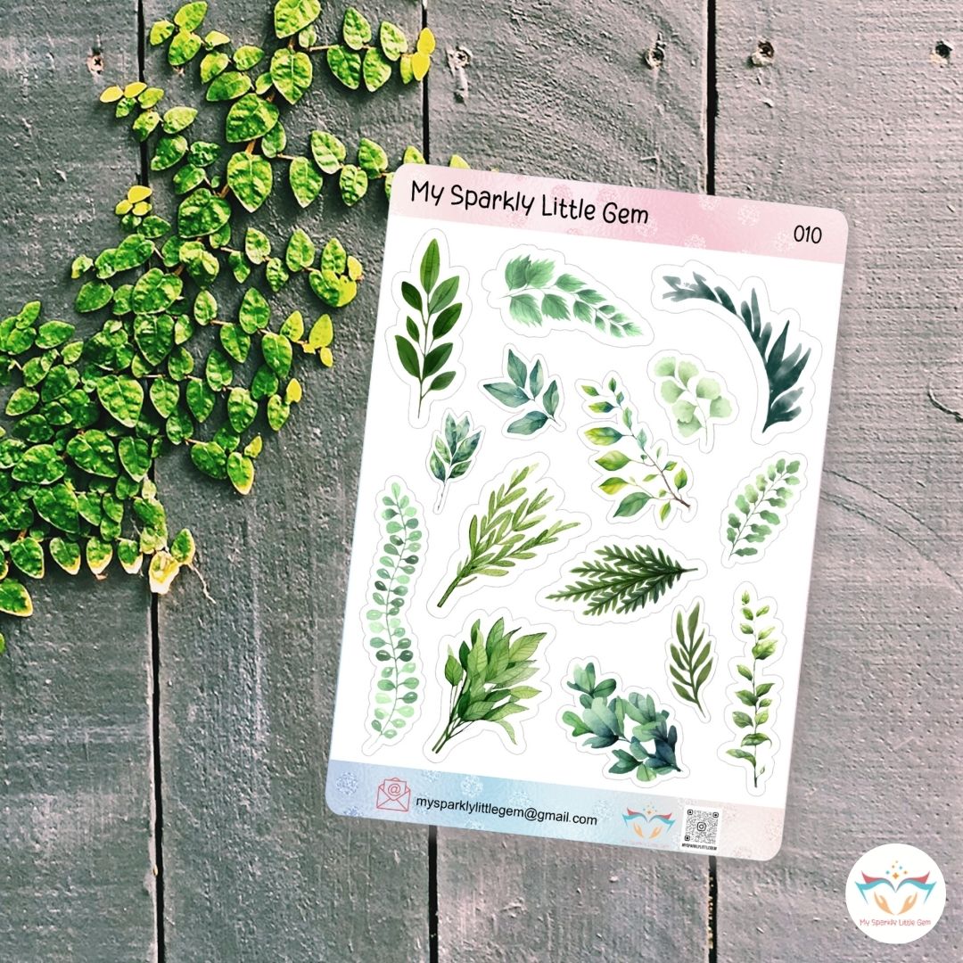 Green Leaves  Sticker Sheet