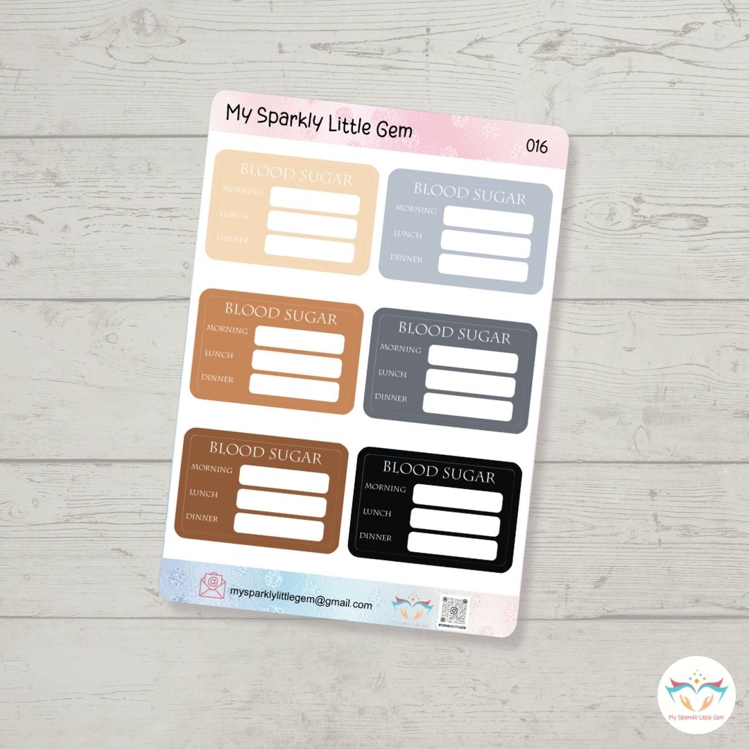 Blood Sugar Glucose Tracker Sticker Sheet