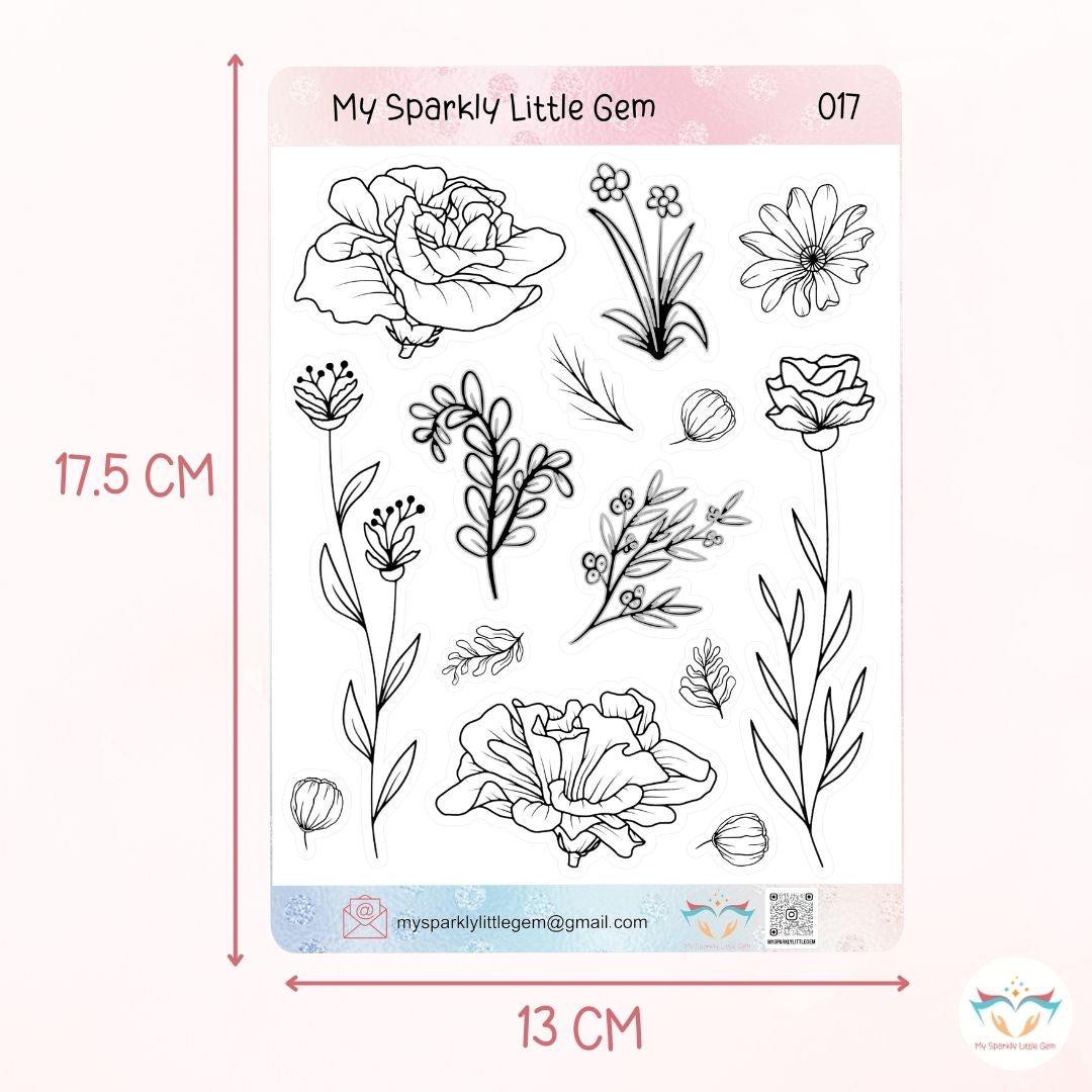 Simplistic Flowers Doodles Sticker Sheet