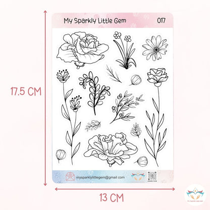 Simplistic Flowers Doodles Sticker Sheet