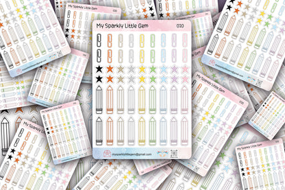 Stars And Papers Clips Sticker Sheet