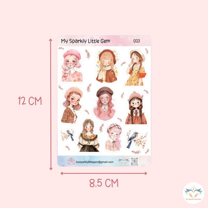 Anime Cute Girls Sticker Sheet