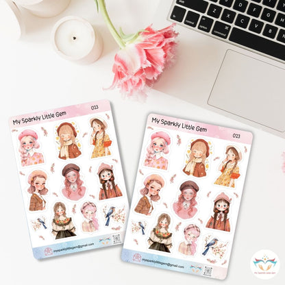 Anime Cute Girls Sticker Sheet