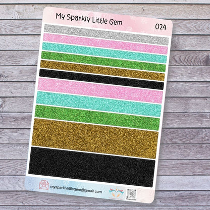 Glitter Washi Tape Style  Sticker Sheet