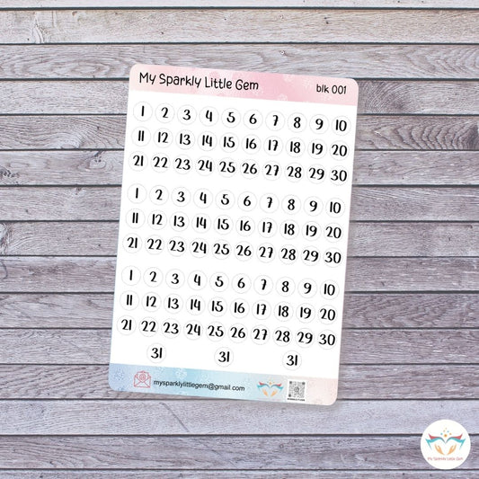 Dates Numbers Sticker Sheet