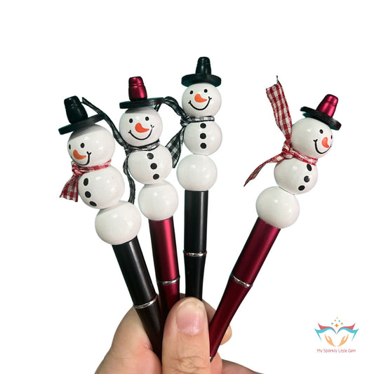 Snow Man Beaded Pen