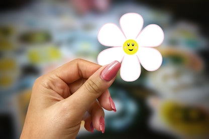 White Smiling Daisy Sticker