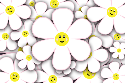 White Smiling Daisy Sticker